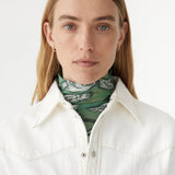 Denim Darted Western Shirt in White