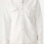 Denim Darted Western Shirt in White