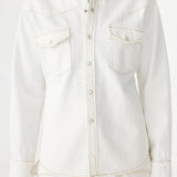 Denim Darted Western Shirt in White
