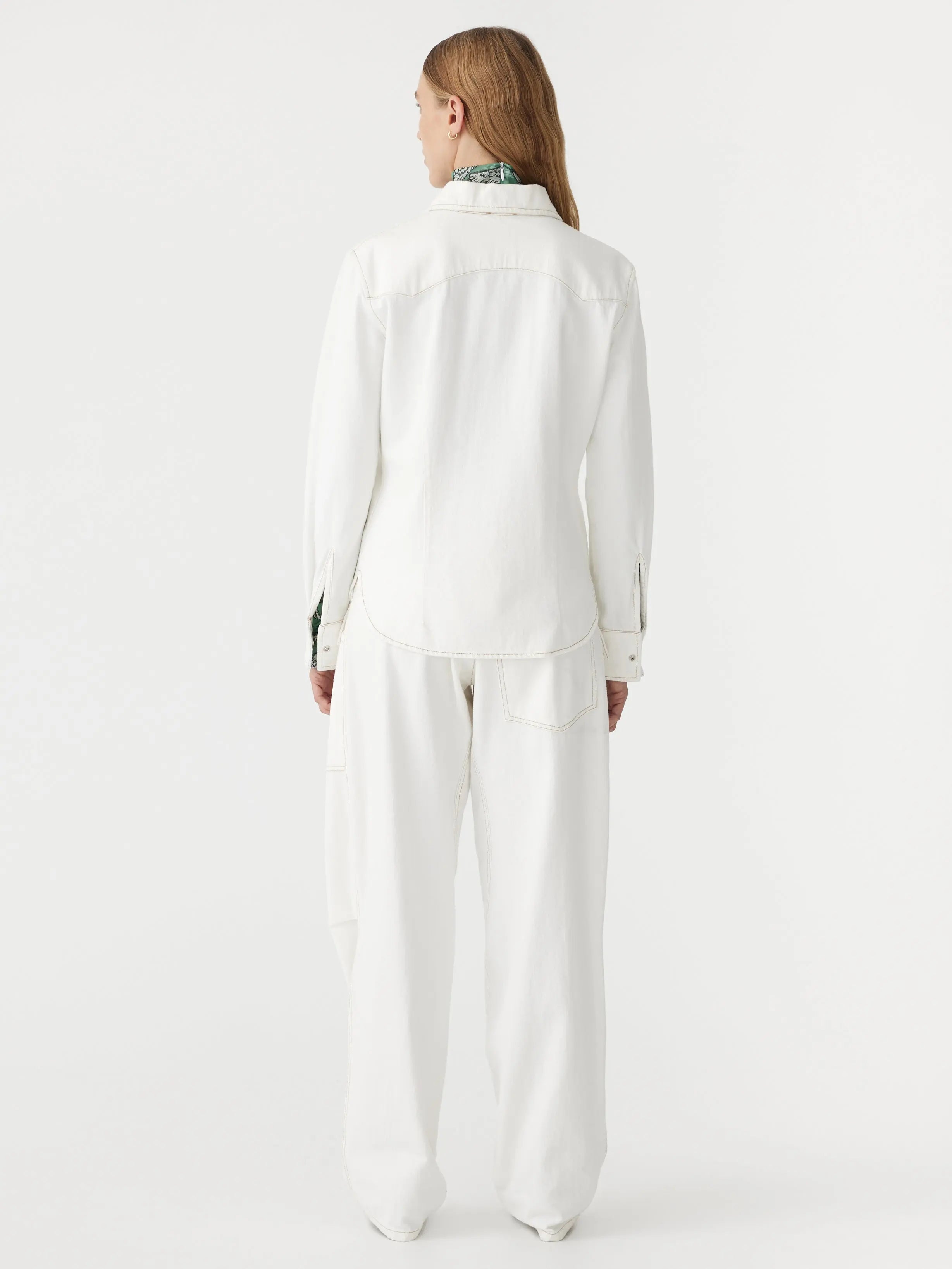 Denim Darted Western Shirt in White