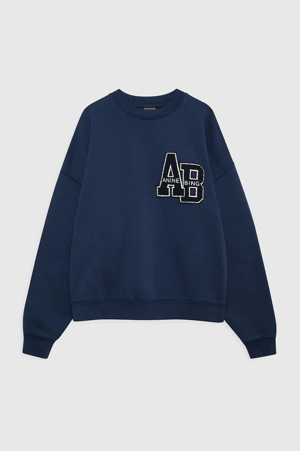 Miles Oversized Letterman Sweatshirt in Navy Blue Anine Bing