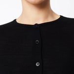 Maine Cardigan in Black Merino Wool Mossman