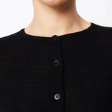 Maine Cardigan in Black Merino Wool Mossman