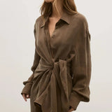 Noah Shirt Dress in Chocolate
