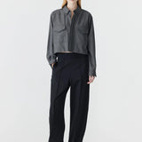 Elastic Detail Twill Pant in Black BASSIKE