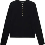Black jersey top long sleeve gold buttons clothlifestyleboutique