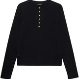 Black jersey top long sleeve gold buttons clothlifestyleboutique