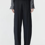 Elastic Detail Twill Pant in Black BASSIKE