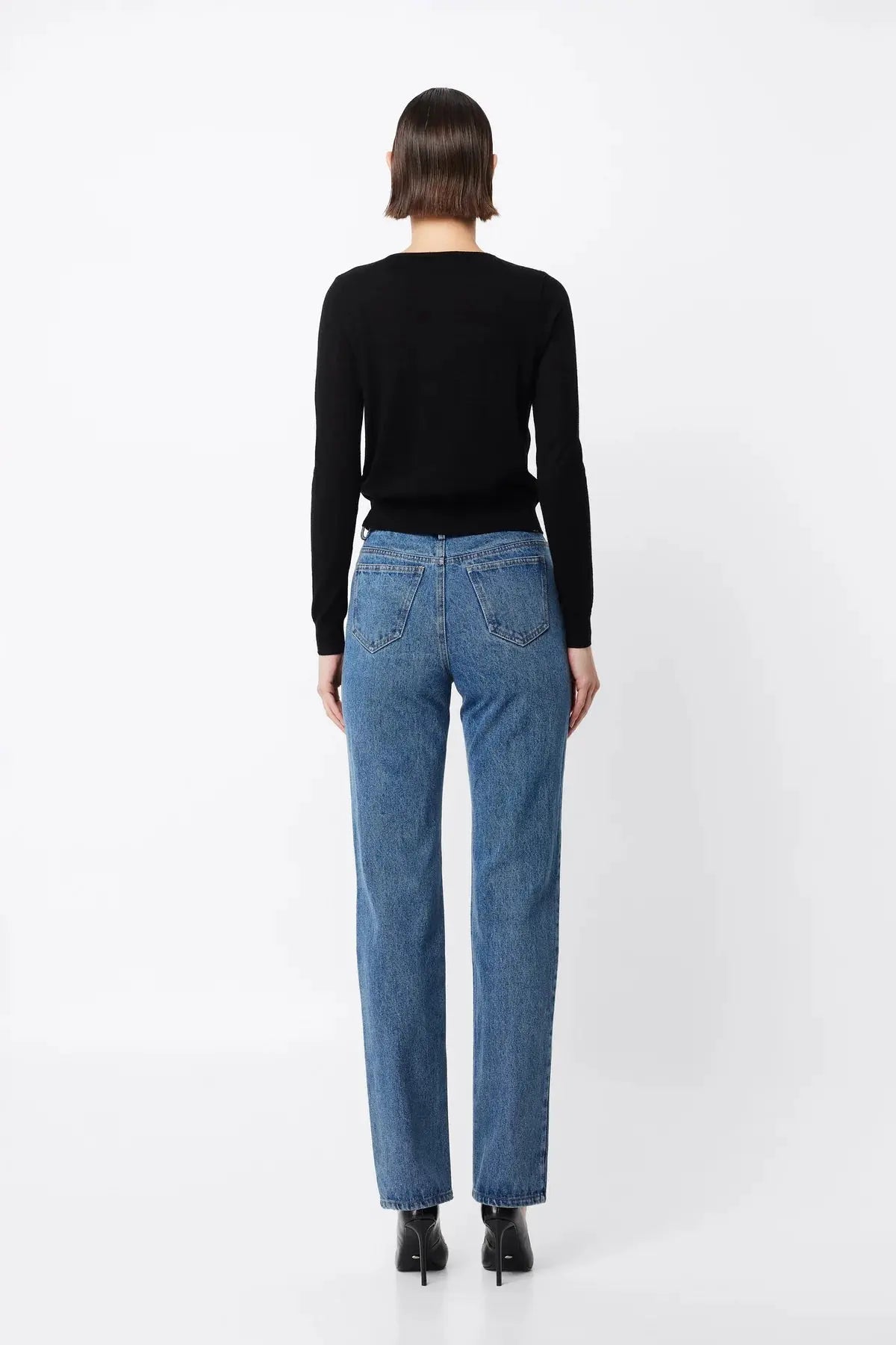 Maine Cardigan in Black Merino Wool Mossman
