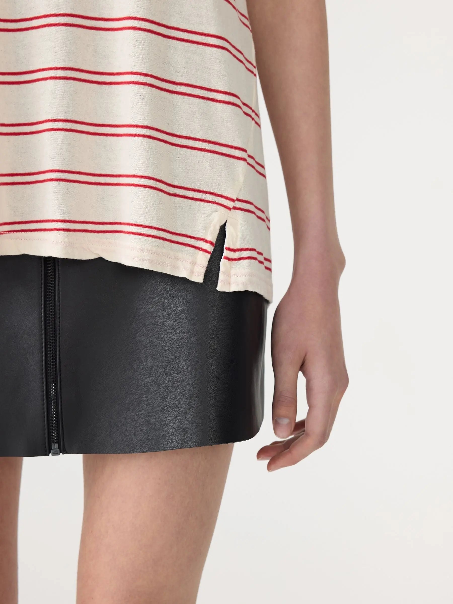 Stripe Boyfriend T-Shirt in Red BASSIKE