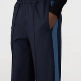 Twill Stripe Detail Pant in Ink and Marine Blue Bassike