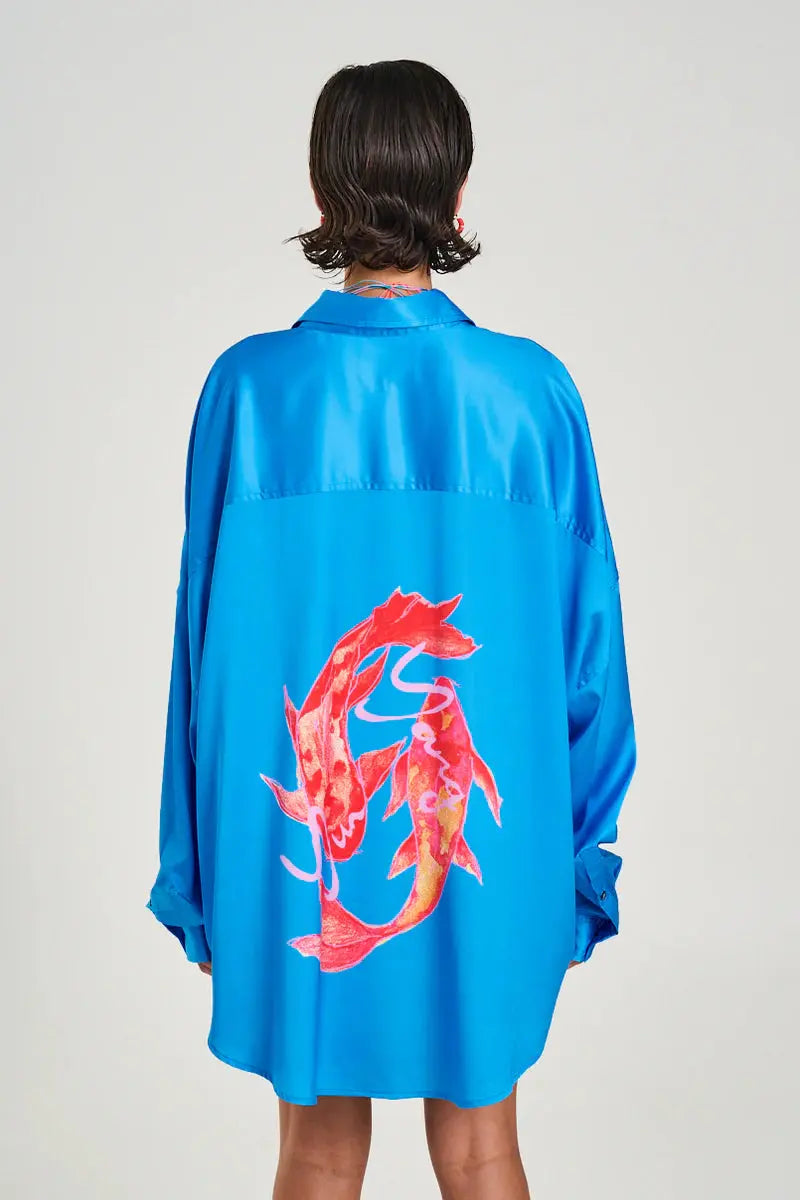 Long Sleeve Oversized Shirt in Blue Summi Summi