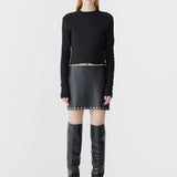Slim Rib Raglan Long Sleeve T-shirt in Black Bassike