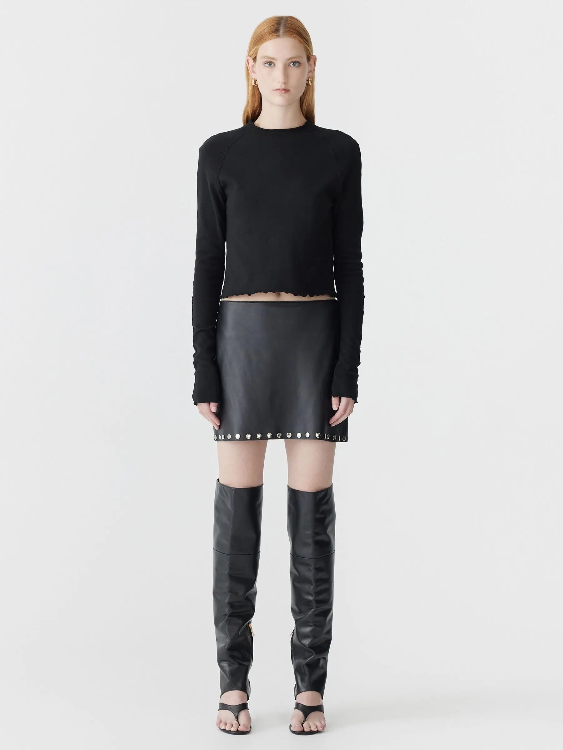 Slim Rib Raglan Long Sleeve T-shirt in Black Bassike