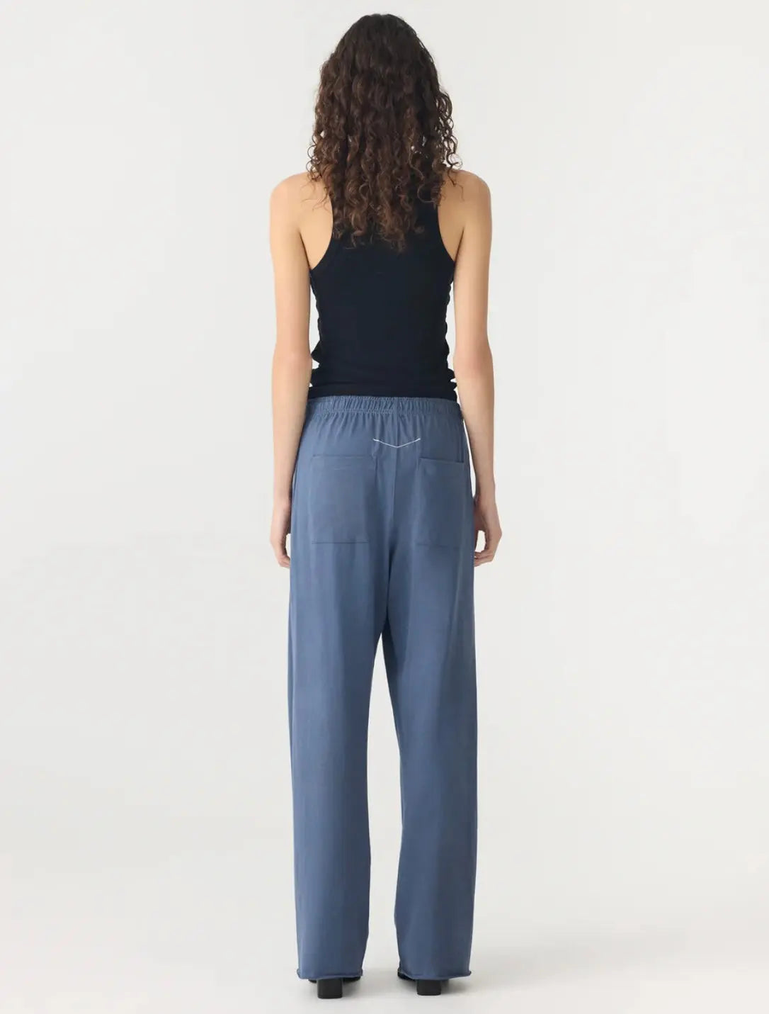 Wide leg double jersey pant in Midnight Blue Bassike