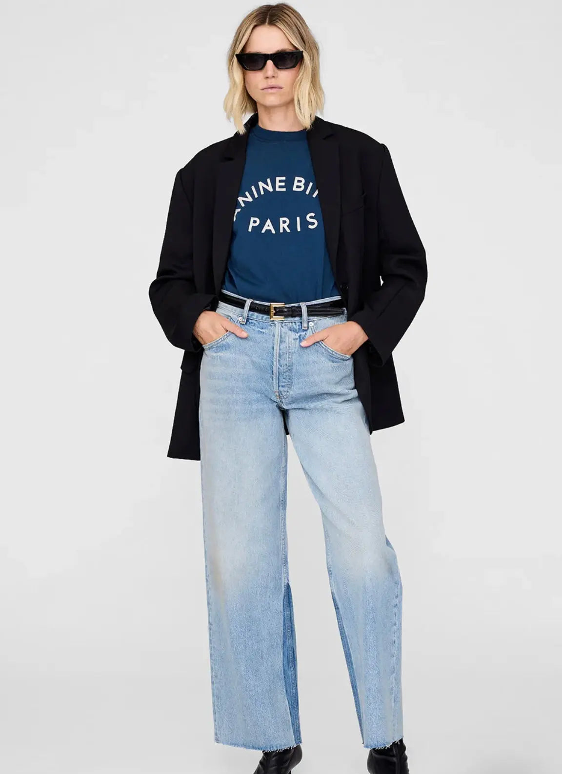 Jaylin Tee Paris in Washed Navy Anine Bing