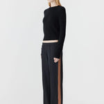 Twill Striped Detail Pant in Black and Argan Bassike