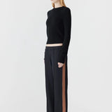 Twill Striped Detail Pant in Black and Argan Bassike