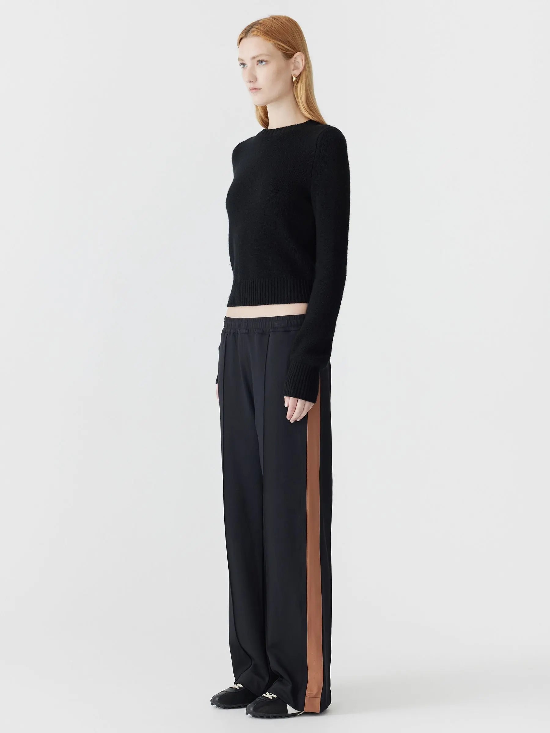 Twill Striped Detail Pant in Black and Argan Bassike