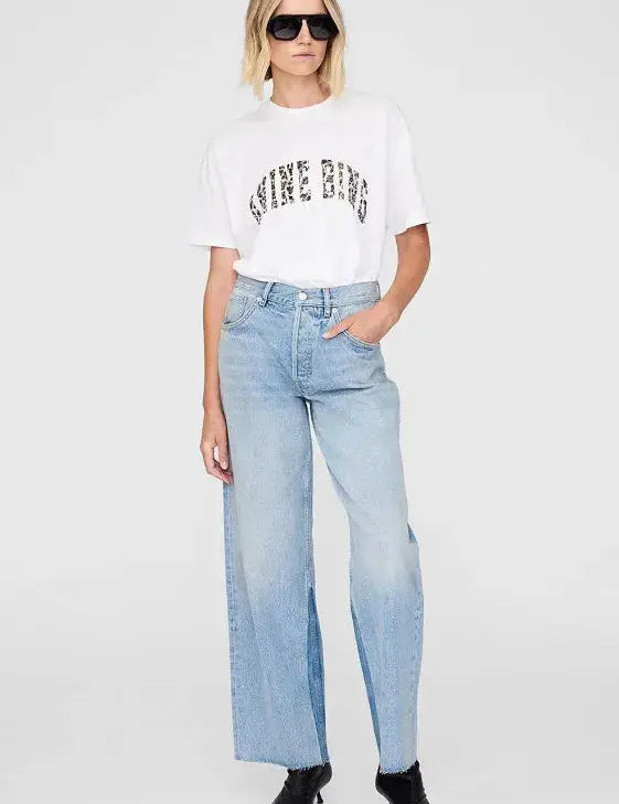 Walker Tee in Ivory and Leopard Anine Bing