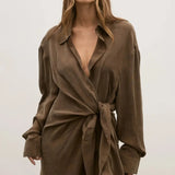 Noah Shirt Dress in Chocolate