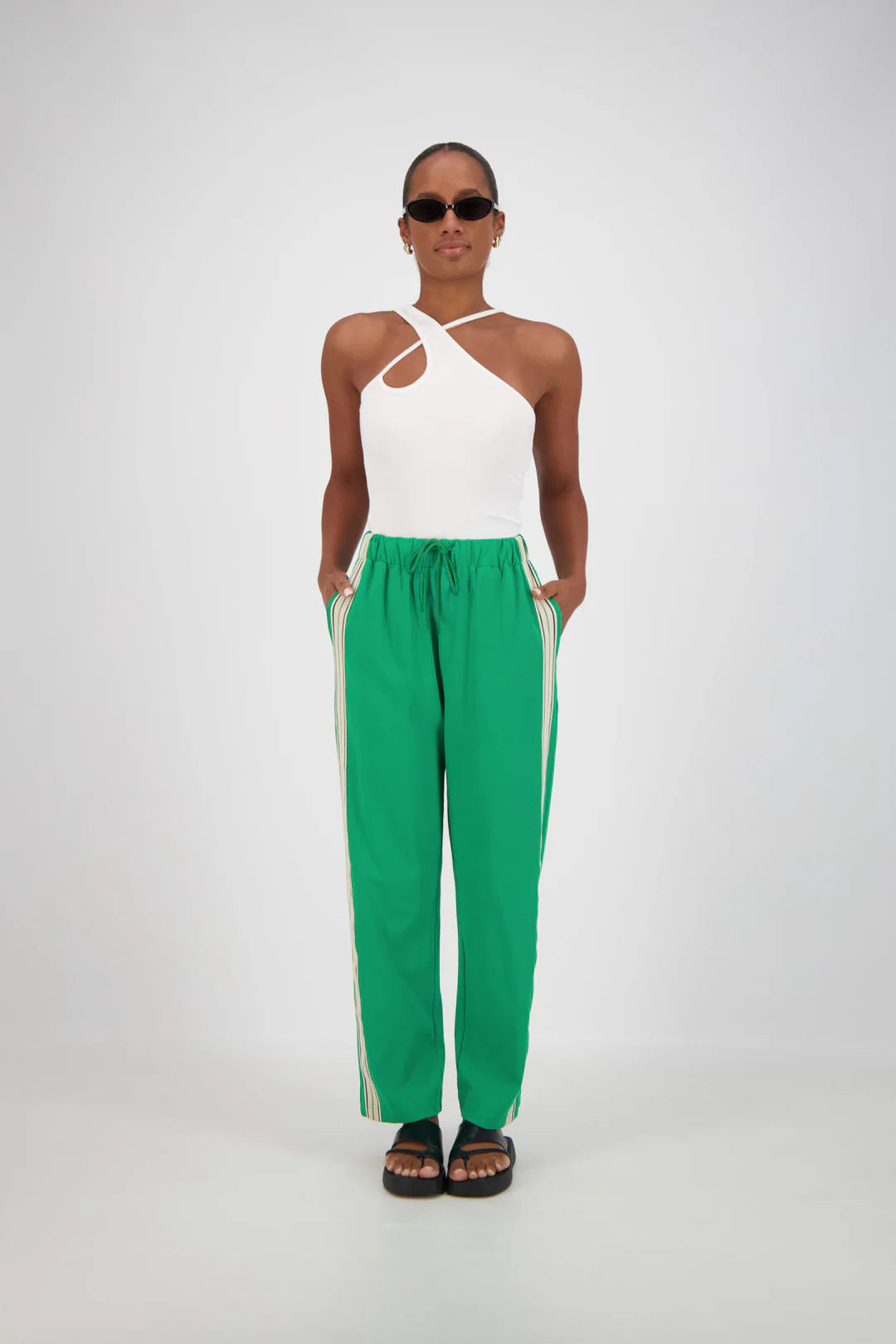 Green trackpant with white stripe jasmine alexa at
Clothlifestyle