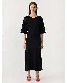Longline T-Shirt Dress in Black BASSIKE
