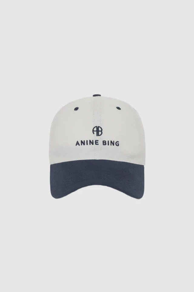 Jeremy Cap in Ivory and Navy Anine Bing