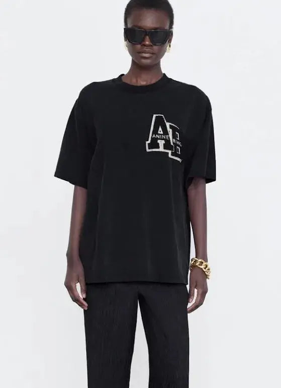 Lili Tee Letterman in Black Anine Bing