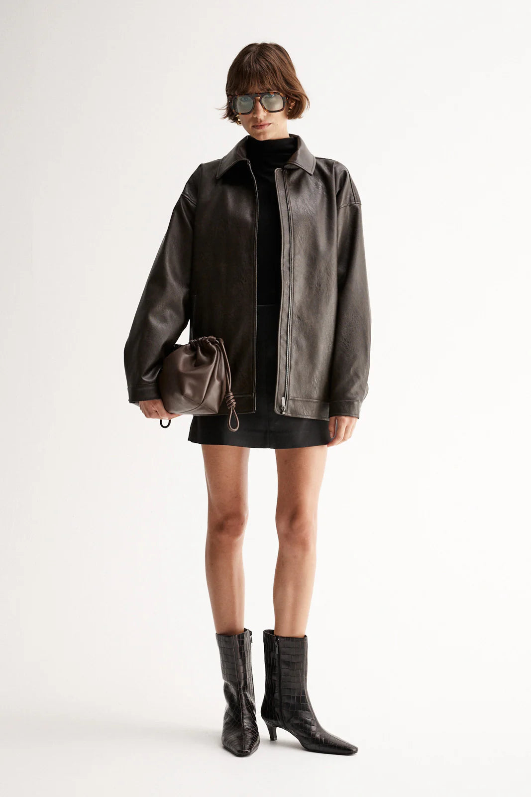 Brown jacket with zip elka collective at clothlifestyle boutique