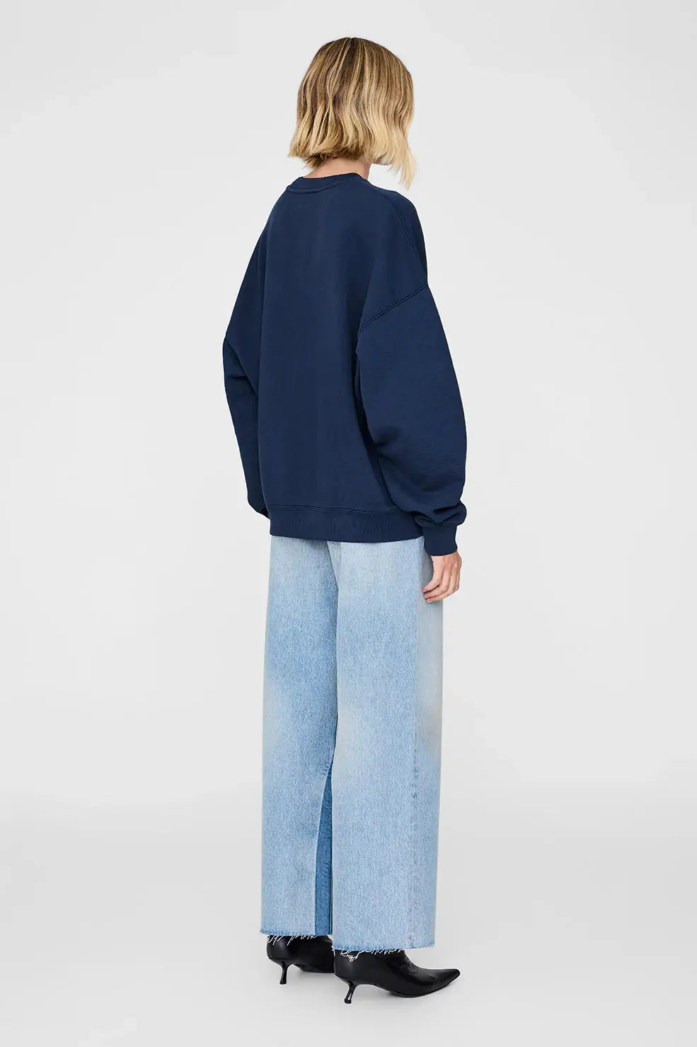 Miles Oversized Letterman Sweatshirt in Navy Blue Anine Bing
