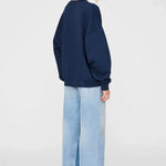 Miles Oversized Letterman Sweatshirt in Navy Blue Anine Bing
