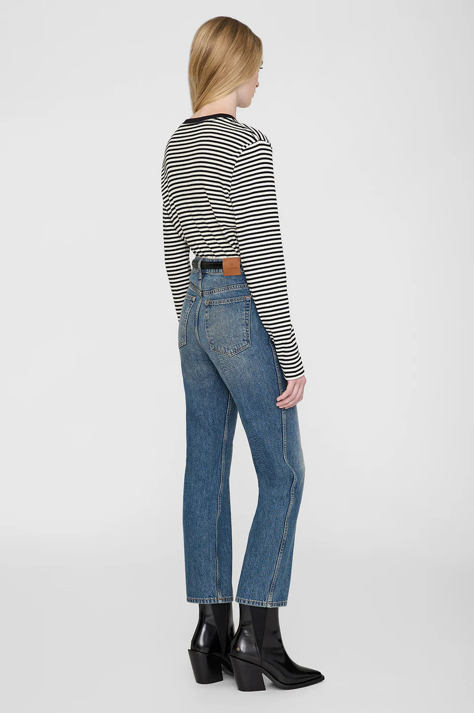 Alessia Top in Black and Cream Stripe Anine Bing