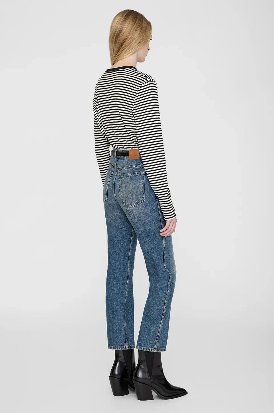 Alessia Top in Black and Cream Stripe Anine Bing