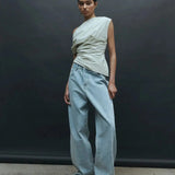 Asymmetric sleeveless top in Pistachio clothlifestyle Boutique