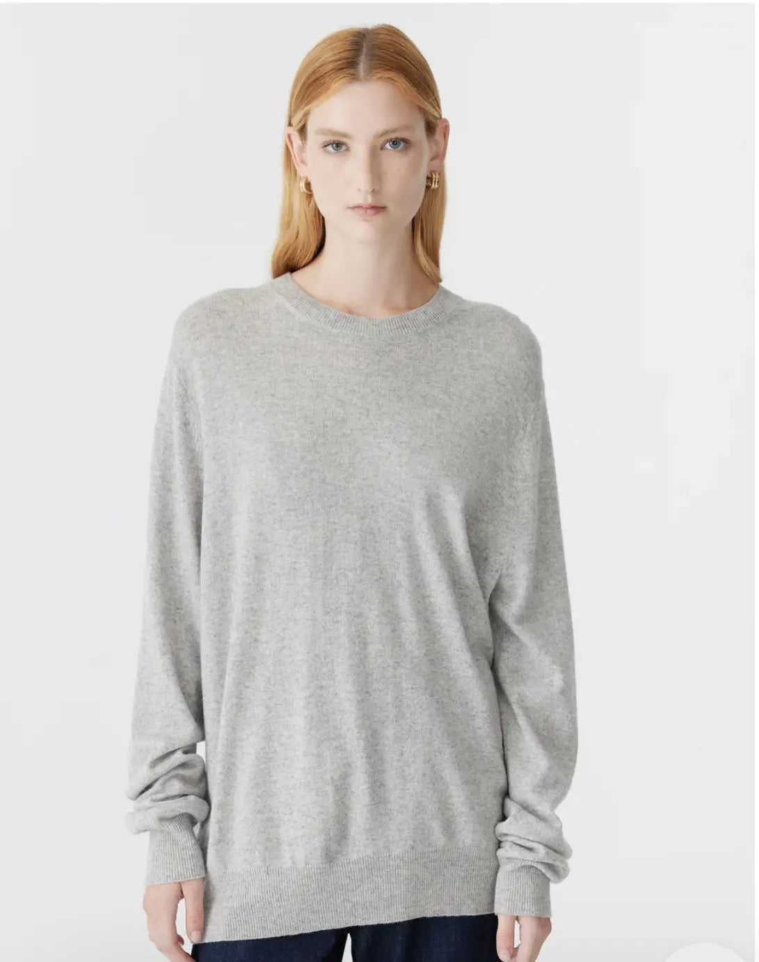 Oversized Crew Neck Knit in Light Grey Marle Bassike