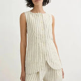 Emma Vest in Cream Pinstripe Posse