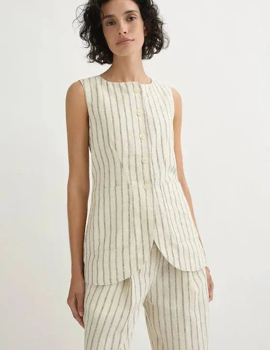 Emma Vest in Cream Pinstripe Posse