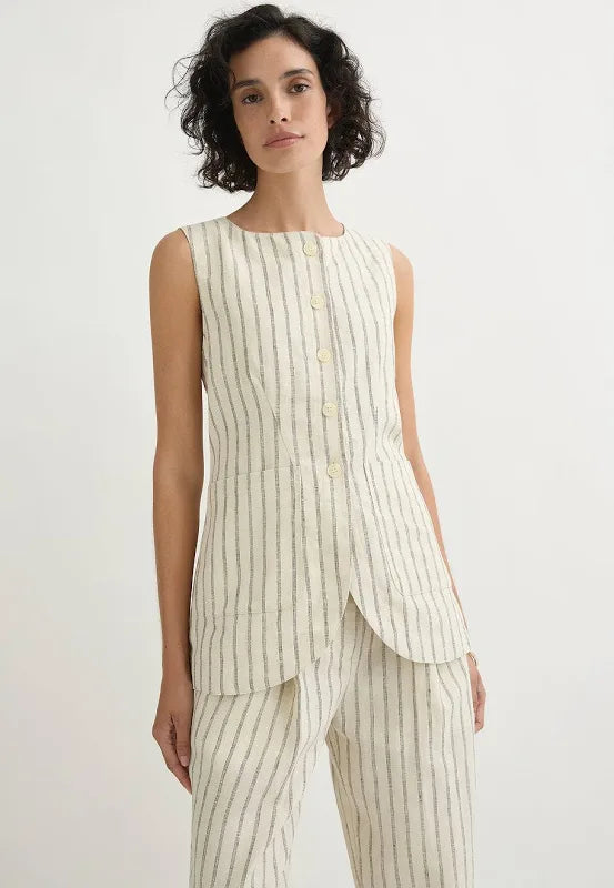 Emma Vest in Cream Pinstripe Posse