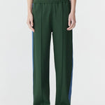 Twill Stripe Detail Pant in Pine and Marine Blue Bassike