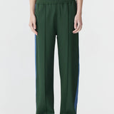 Twill Stripe Detail Pant in Pine and Marine Blue Bassike