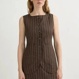 Emma Vest in Chocolate Pinstripe Posse