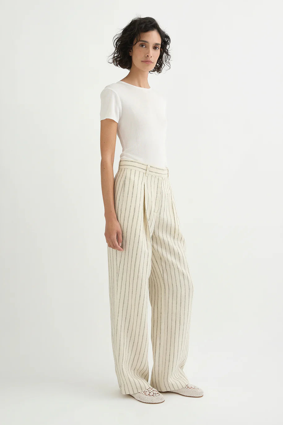 Mackenzie Trouser in Cream Pinstripe Posse