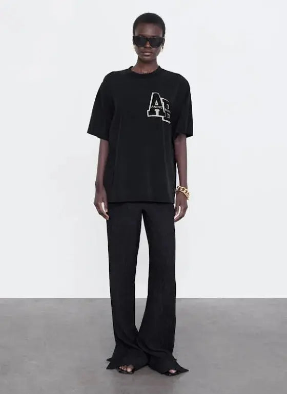 Lili Tee Letterman in Black Anine Bing