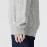 Oversized Crew Neck Knit in Light Grey Marle Bassike