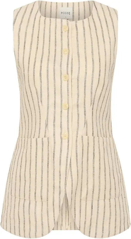 Emma Vest in Cream Pinstripe Posse