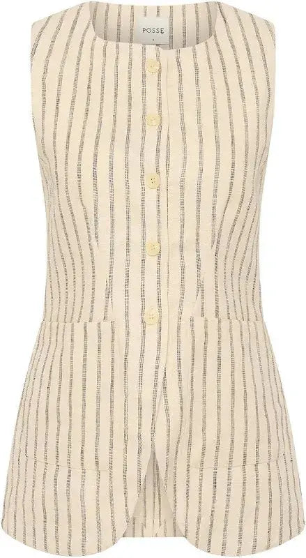 Emma Vest in Cream Pinstripe Posse