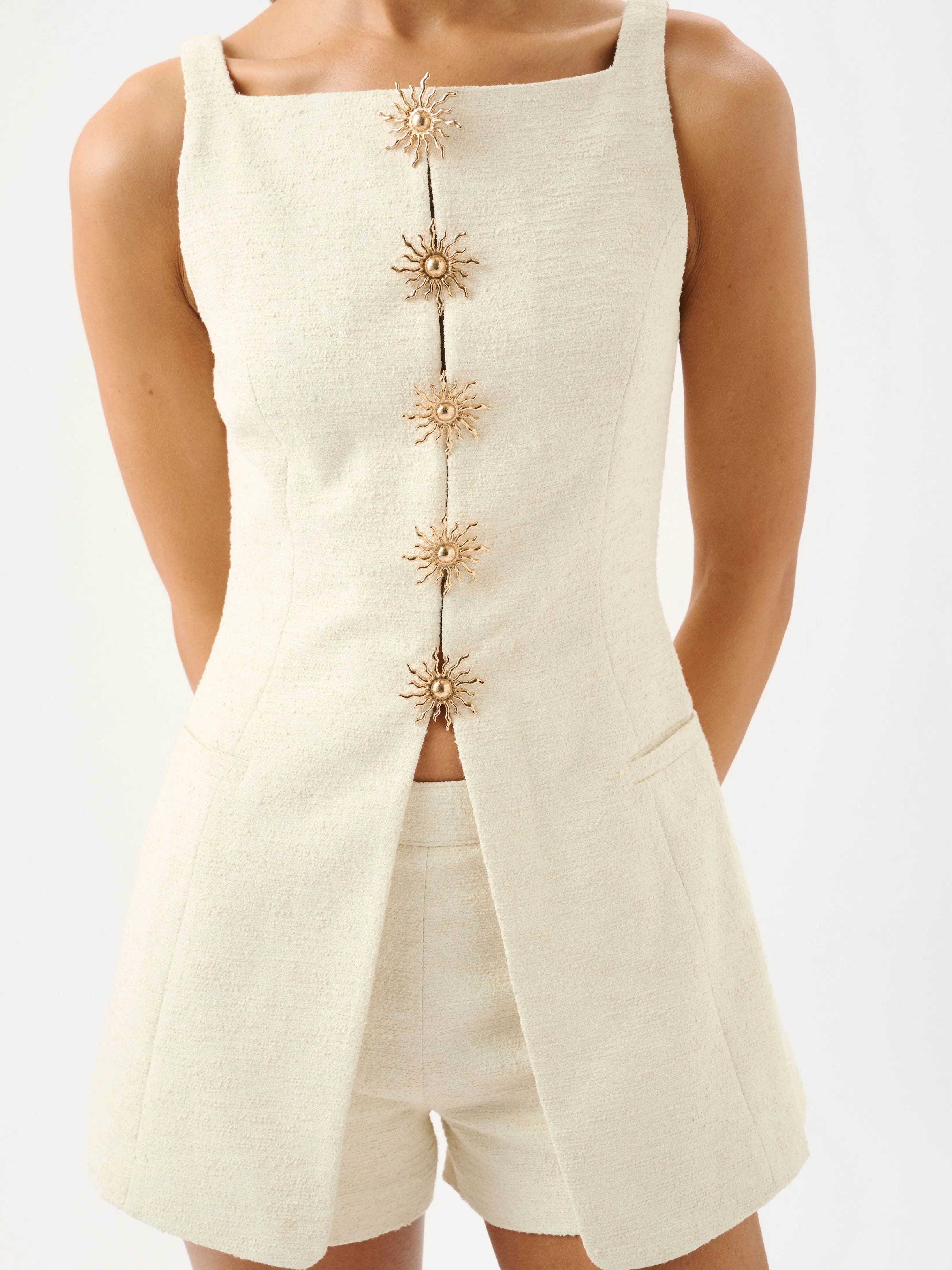 Estella Vest in Ivory Roame