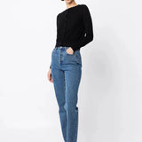Maine Cardigan in Black Merino Wool Mossman