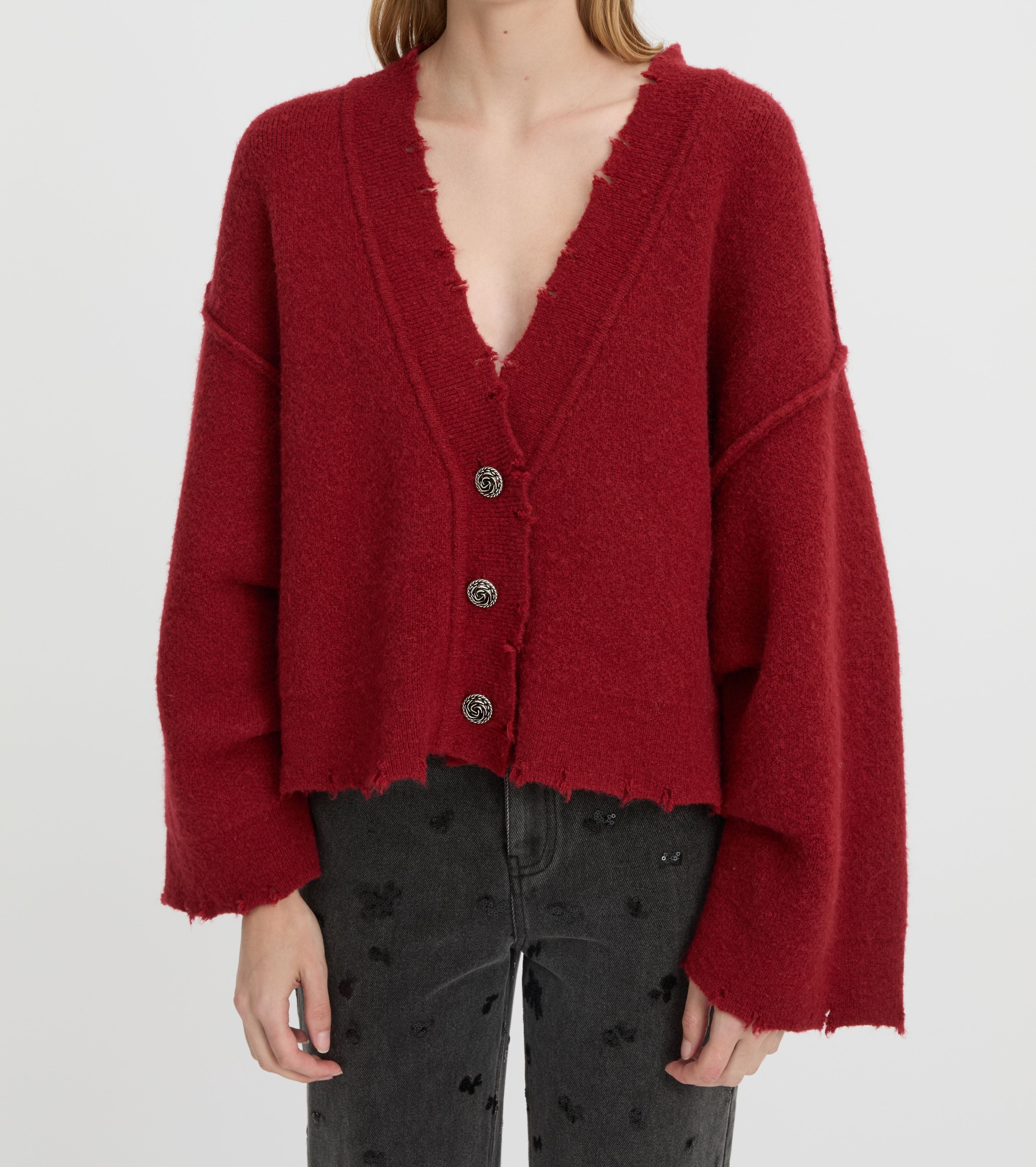 Pepa Cardigan in Burgundy Blanca